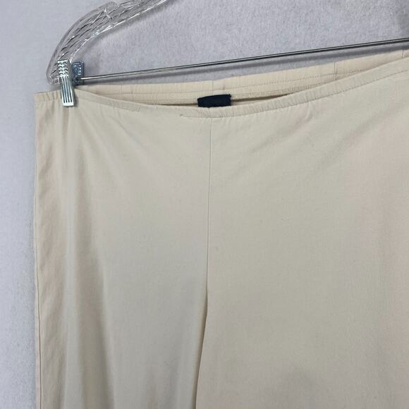 EILEEN FISHER Pants M Twill Cotton Stretch Tapered Ankle Side Zip Off White - Picture 2 of 16